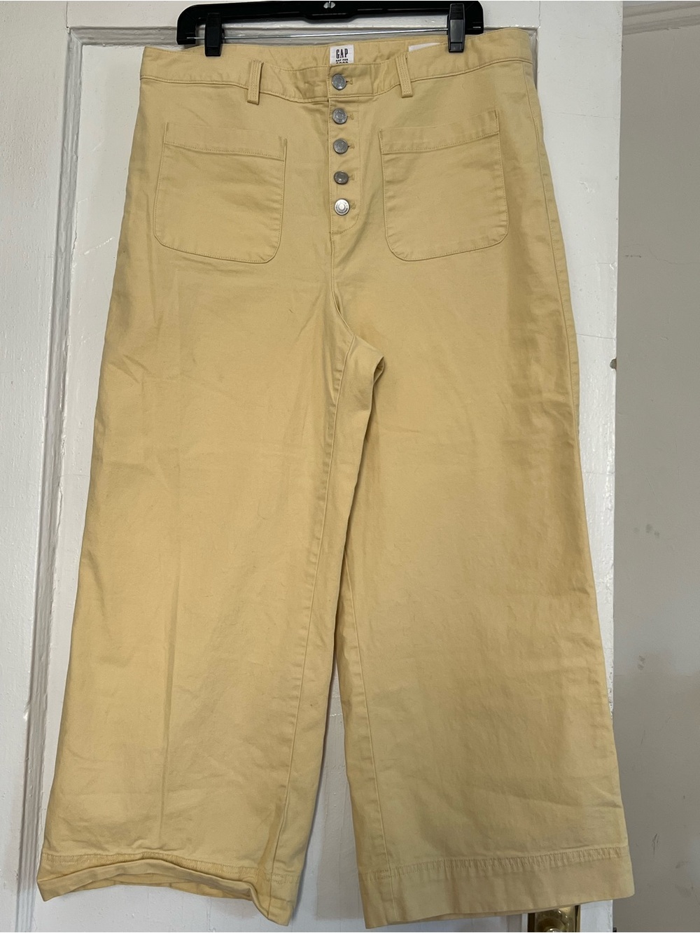 GAP Button-Fly Wide Leg Pants in Pale Yellow